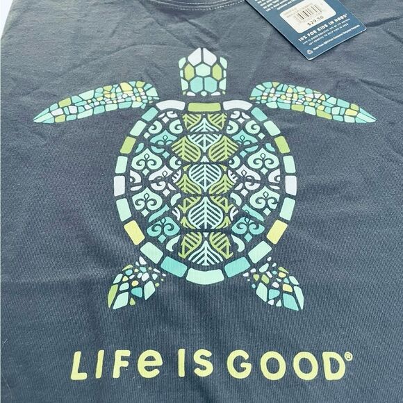 Life Is Good Darkest Blue Mandala Turtle Tee, Size Small - Picture 1 of 5